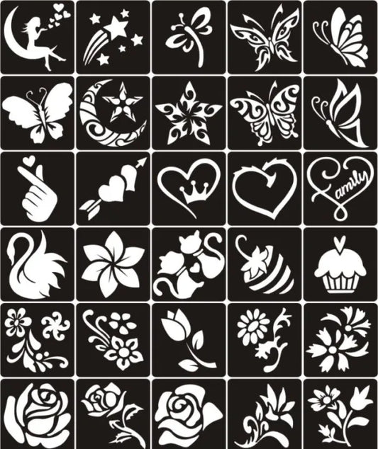 Pack of 30 Arabic Henna Stencils for Kids - Beautiful Pattern Mehndi Designs Stickers for Bridle Hina Mehandi Tattoo - MAT Beauty