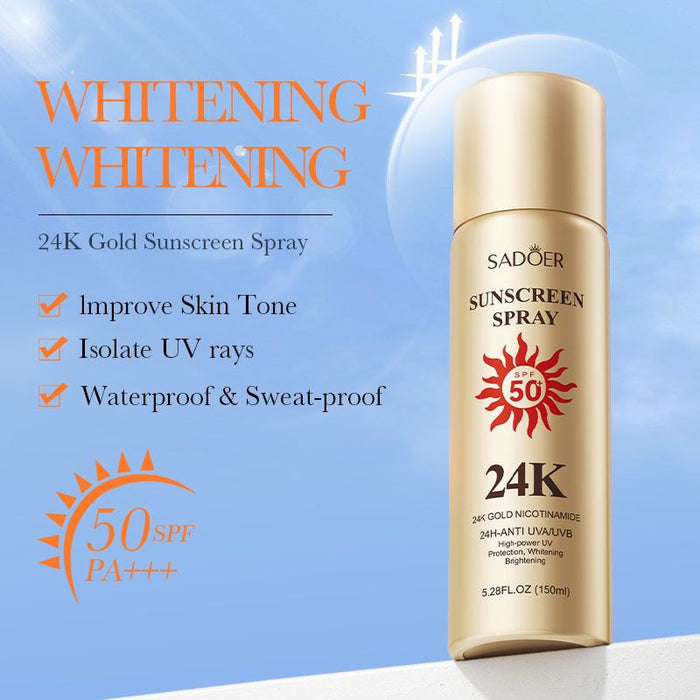 Sadoer 24K Gold Sunscreen Spray for UV Protection and Moisturizing - Waterproof 150ml SD50714 - MAT Beauty