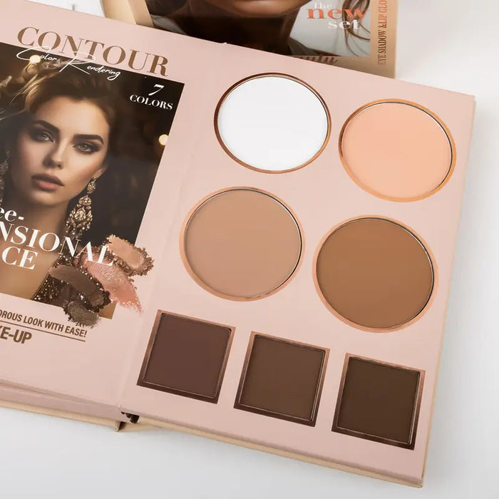 URATM Beauty Fashion All-In-One Makeup Palette: 5 Pages of Eyeshadow, Lip Gloss, Highlighter, Blush, and Contour - MAT Beauty