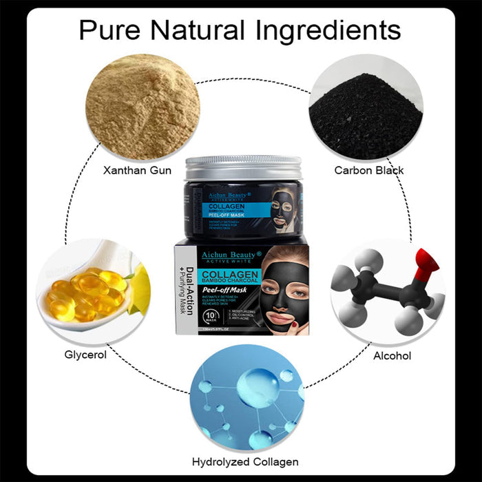 Aichun Beauty Collagen Bamboo Charcoal Mask - Vegan Peel-Off Moisturizing Oil Control Anti-Acne Facial Mask 150ml - MAT Beauty