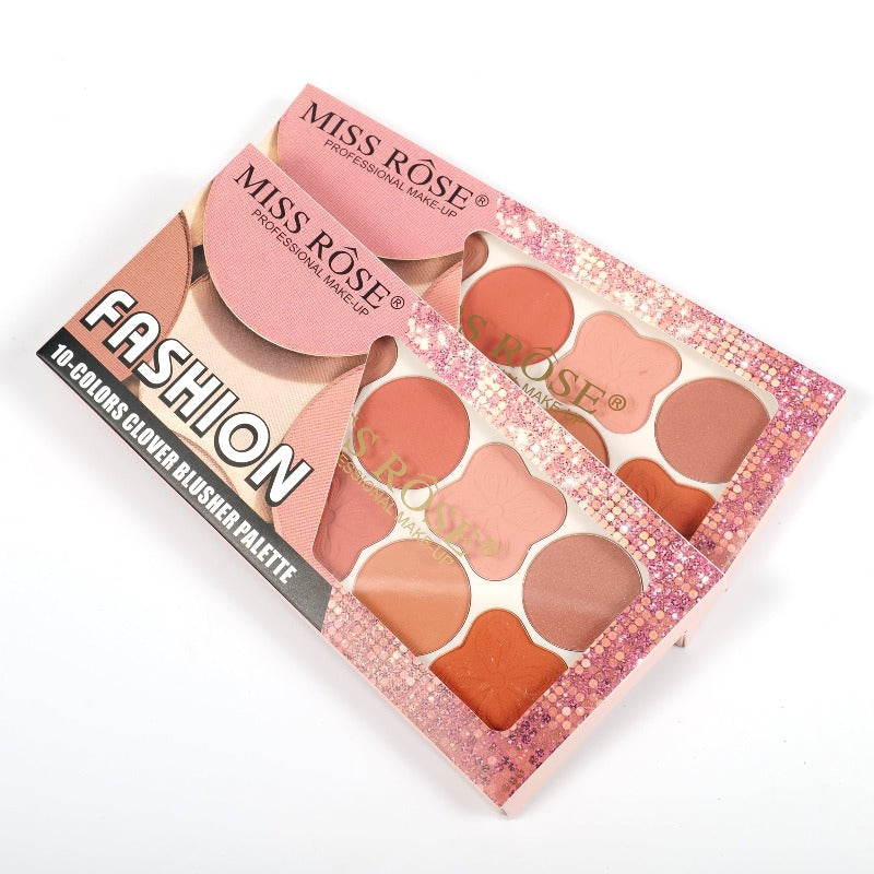 Miss Rose 10-Colors Clover Blusher Palette - Perfect Miss Rose Blusher Palette for Gorgeous Cheeks - MAT Beauty