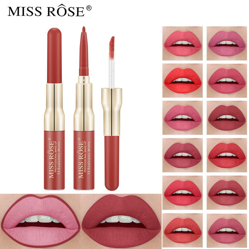 Miss Rose Matte Lip Gloss Liner 2 in 1 for Lasting Color and Definition - MAT Beauty