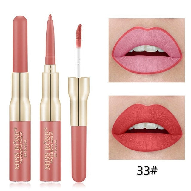Miss Rose Matte Lip Gloss Liner 2 in 1 for Lasting Color and Definition - MAT Beauty