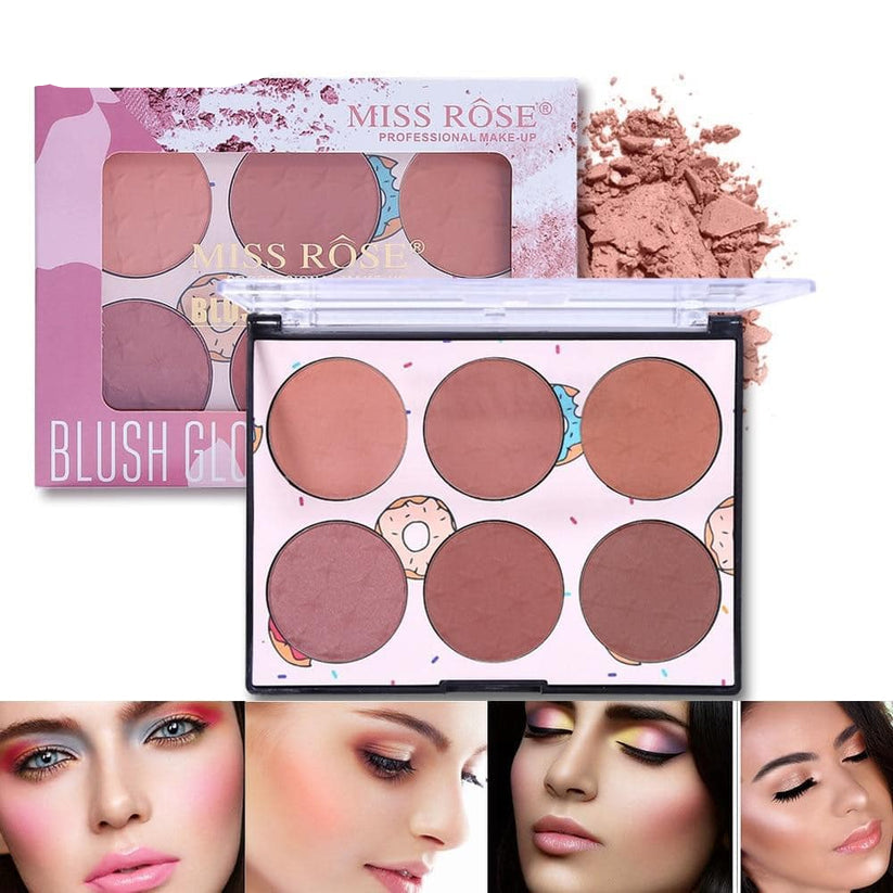 6 Color Miss Rose Blush Contour Palette for Flawless Makeup Application - MAT Beauty