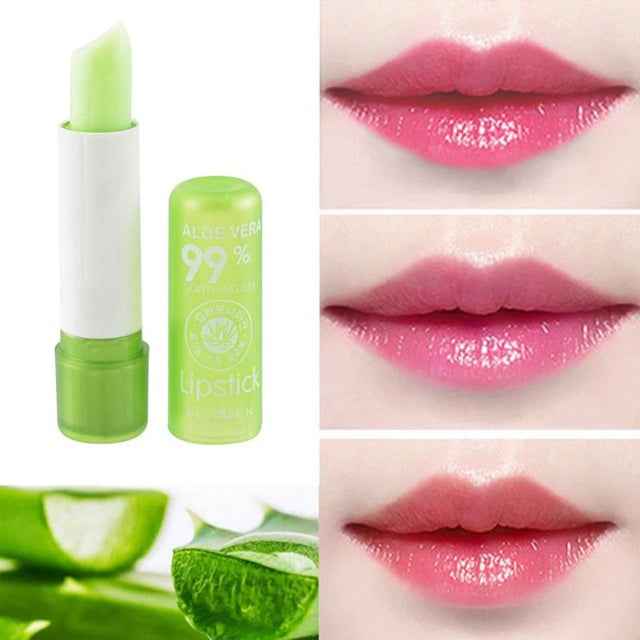 Aloe Vera Color Changing Lipstick Is Not Easy To Fade Lipstick Long Lasting Moisturizing Temperature Color Lip Balm Multiples pack