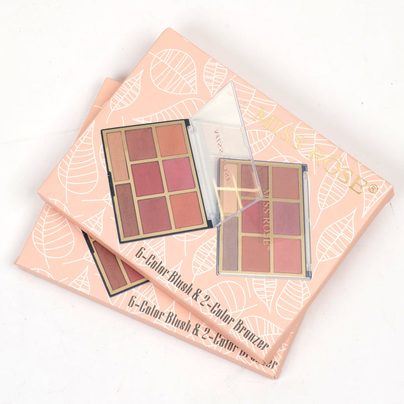 Miss Rose 6 Color Blush & 2 Color Bronzer - Enhance Your Glow with Miss Rose Blush and Bronzer - MAT Beauty