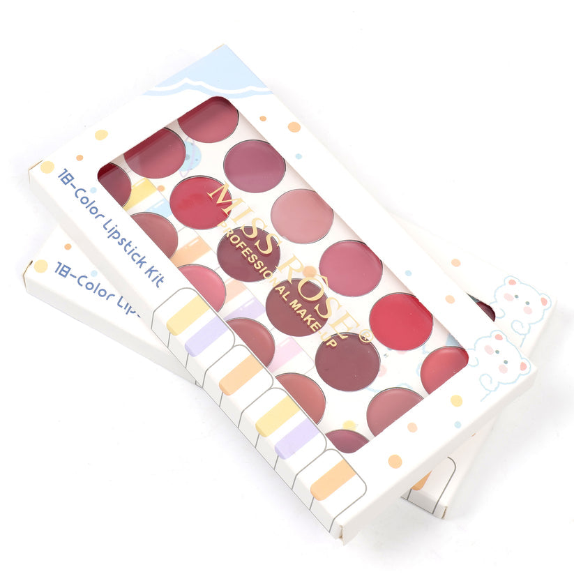 Miss Rose 18 Color Lipstick Set for Vibrant, Long-Lasting Color - MAT Beauty