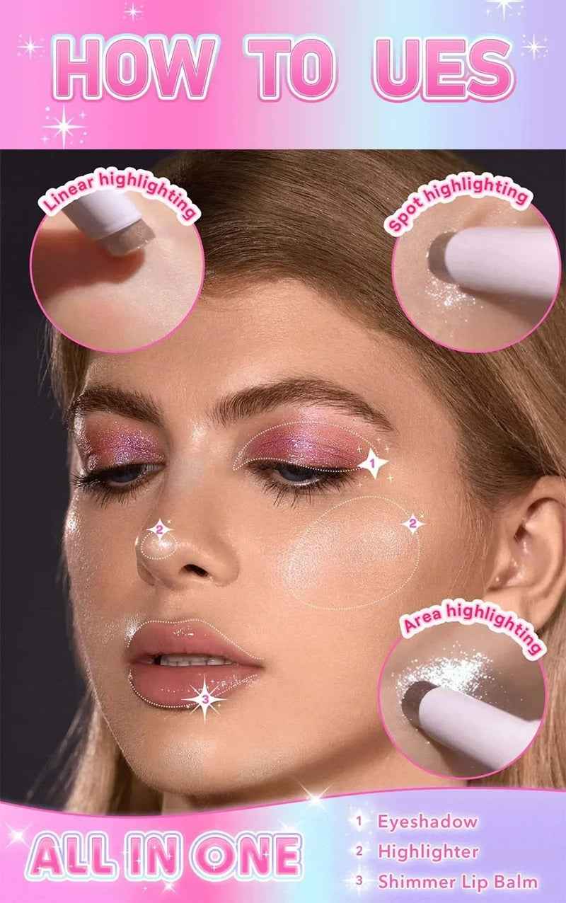 Wine Sparkling Jelly Highlighter Stick Pearlescent Glitter Eyeshadow & Highlighter Stick – Viral Trendy Shine